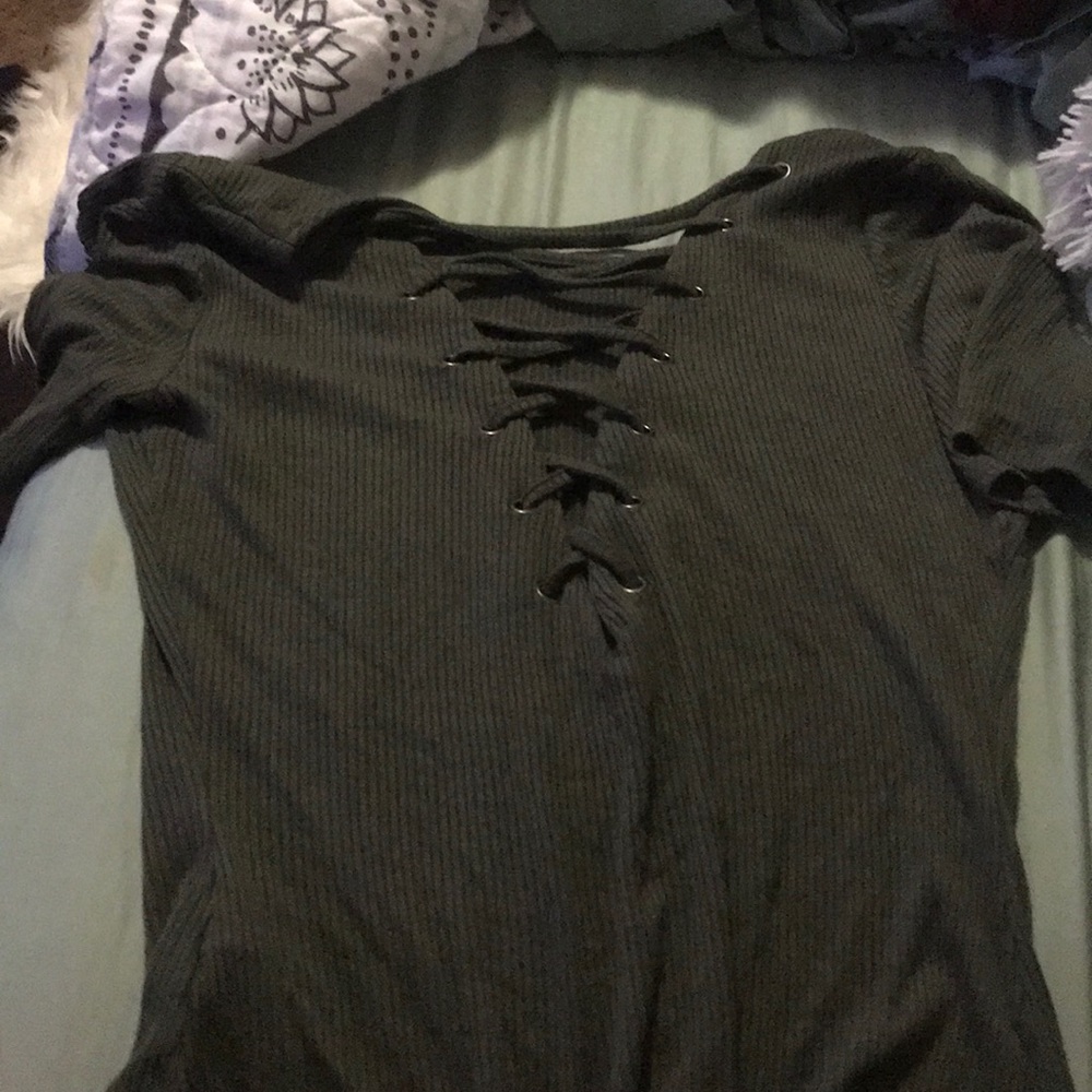 Dark Green Lace up Body suit